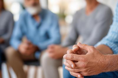 The hands of a group in a meeting